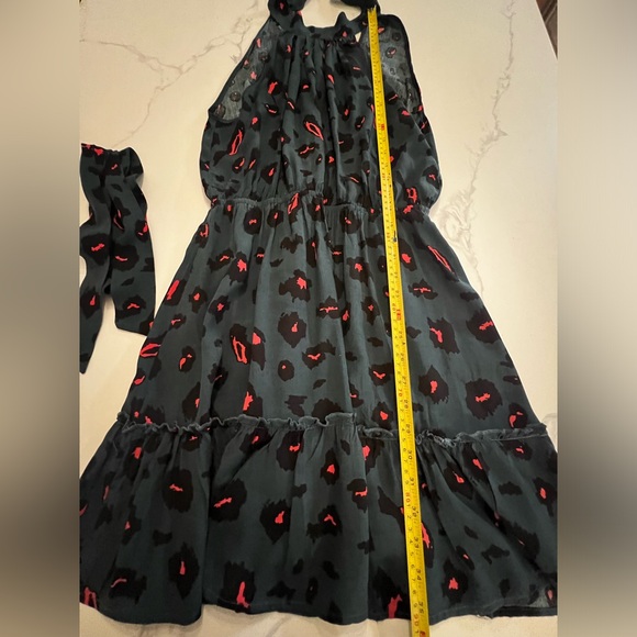 EUC Shein Sleeveless Halter Neck Ruffle Belt Dress 100% viscose size L - Picture 6 of 10